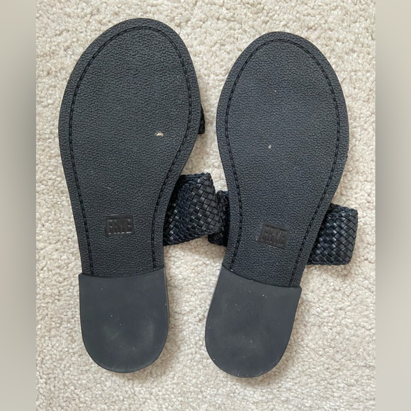 Frye Black Leather Woven Slides Size 5 - Picture 2 of 6